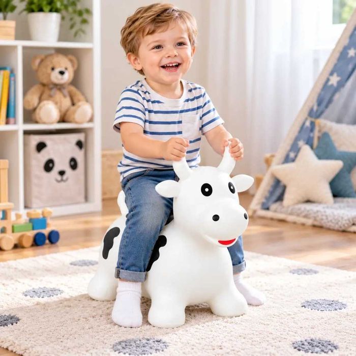 Skoczek dmuchany dla dzieci krówka gumowy 55 cm