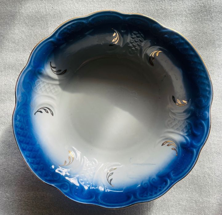 Набір вінтажних тарілок Сумський фарфоровий завод. Кобальт, позолота.