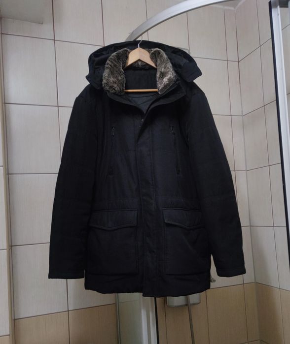 kurtka ocieplana XL Canda C&A XL ciemna czarna szara siwa zasuwana na