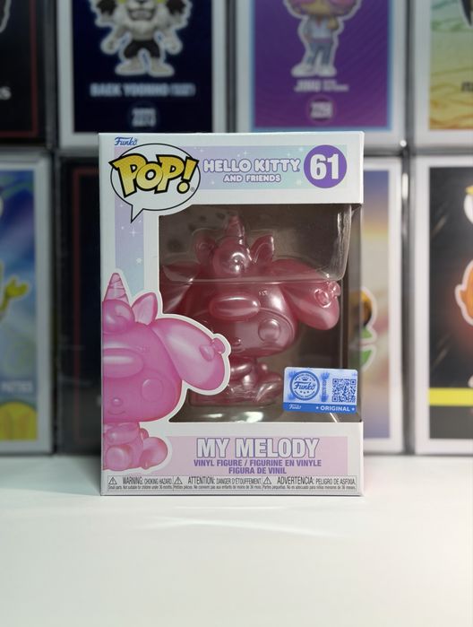 Оригінальна колекційна фігурка Funko Pop 61 My Melody Мелоді Hello Kitty Sanrio Хеллоу Кітті Ексклюзив Фанко Поп Статуетка Translucent Подарунок