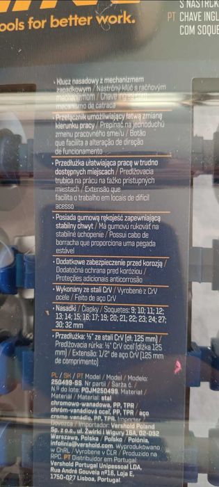 Klucz nasadkowy 1/2" z nasadkami, NITEO