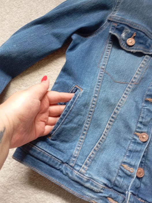 Casaco de ganga Tam M , usado uma vez.