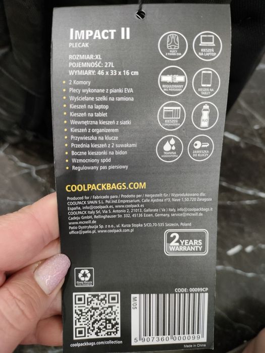 Plecak firmy Coolpack szkoła studia wycieczka wodoodporny