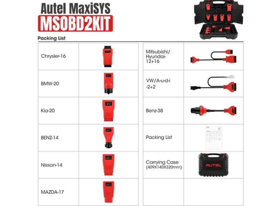 Mala de adaptadores da Autel