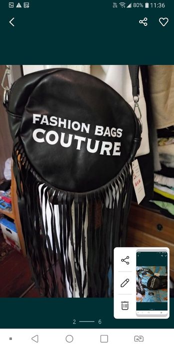 Orginalna torebka z fredzlami nowa czarna sliczna