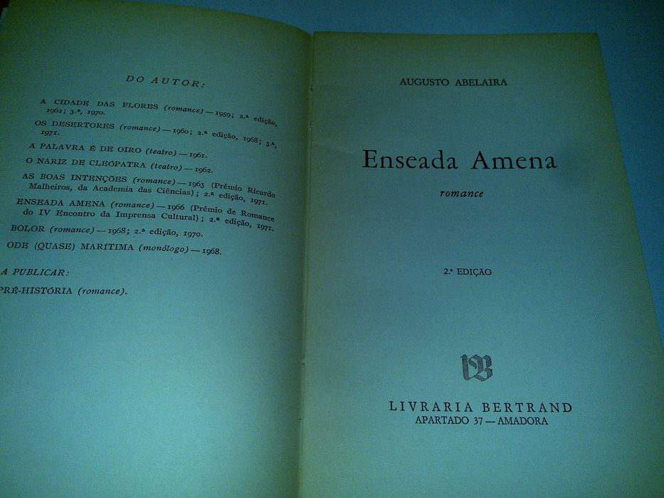 enseada amena (augusto abelaira) 2ª edição 1971 livro raro