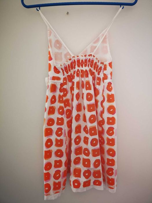 Vestido verão - branco e laranja - menina 8 Anos