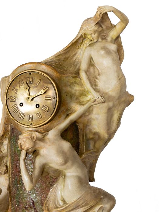 Relógio terracota Friedrich Goldscheider Arte Nova | século XIX