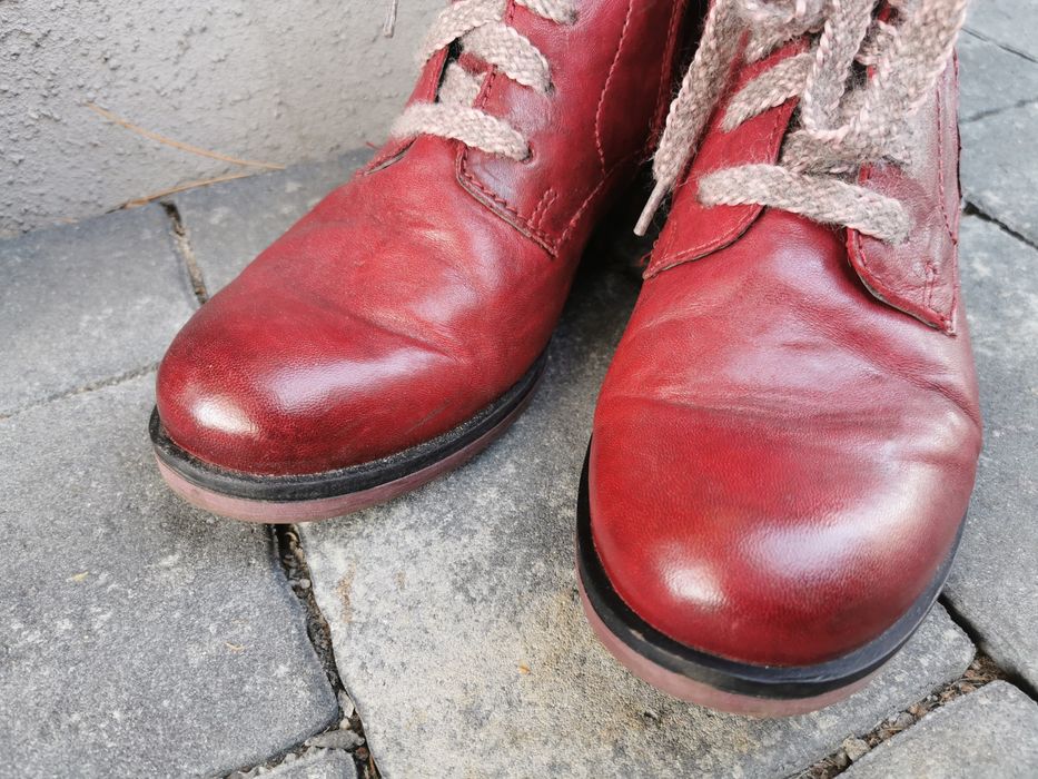 Buty Josef Seibel r39, ocieplane , skóra, czerwone botki piękne