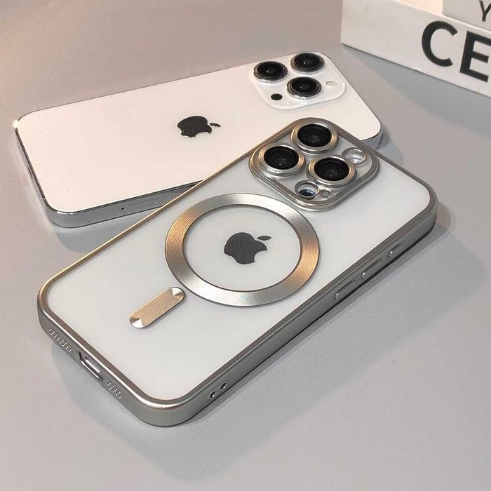 Силіконовий Прозорий чохол MagSafe для iPhone захисним склом для камер