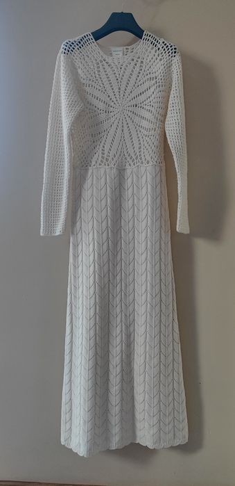 Massimo dutti Studio Szydełkowa sukienka z dzianiny wełna 100% rozm. M