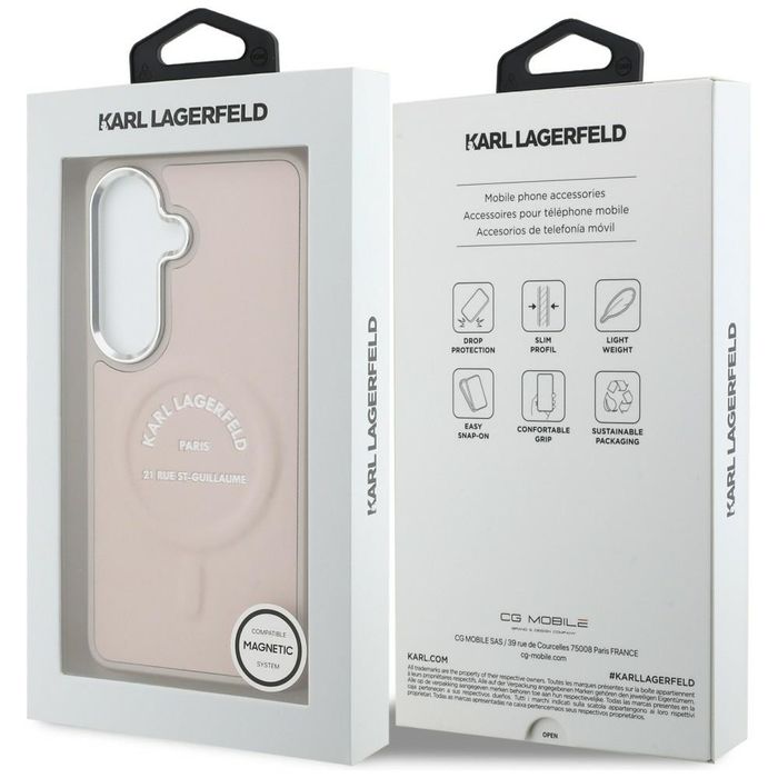 Etui Karl Lagerfeld Embossed Ring RSG Logo MagSafe do Samsung Galaxy S26+ różowy