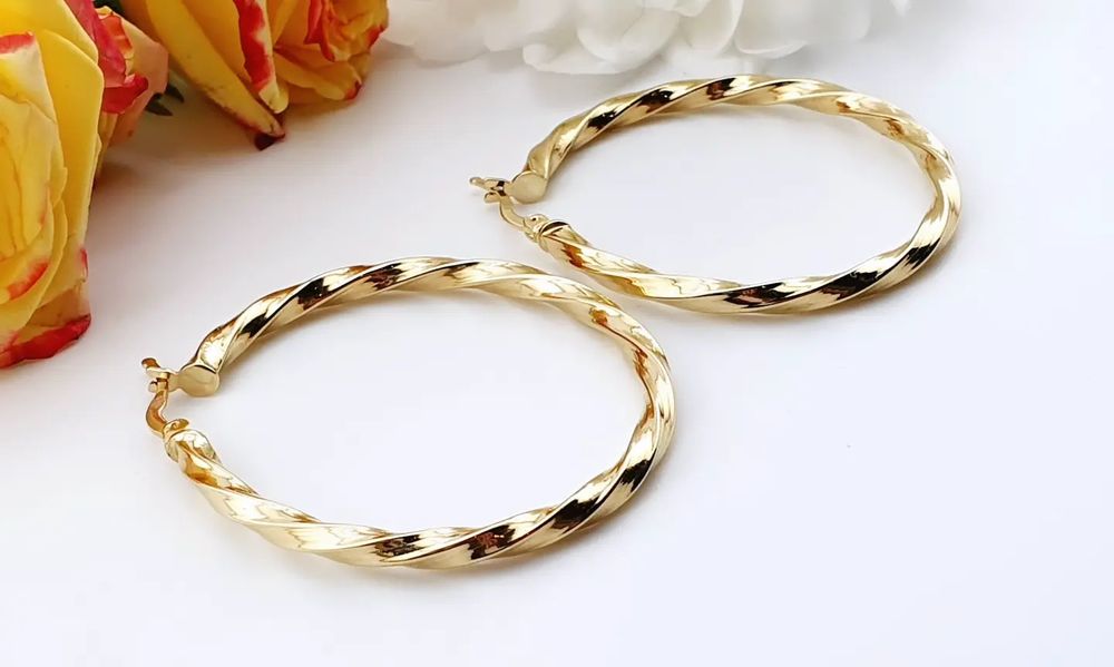 Złote nowe kolczyki koła pr585