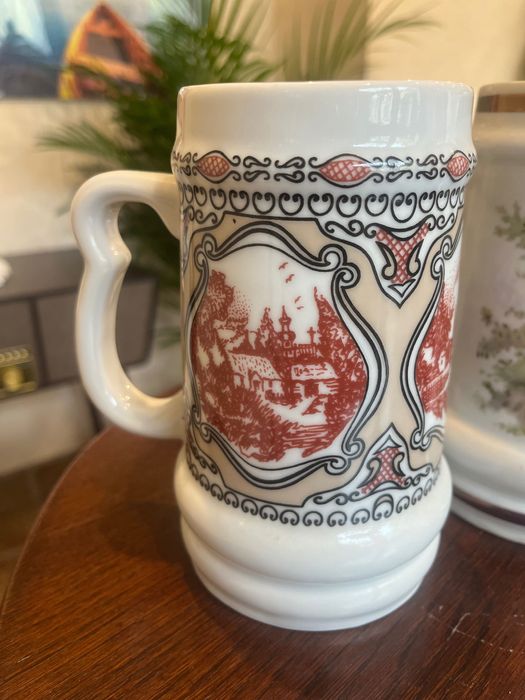 Komplet 4 kufli ceramicznych z nadrukiem
