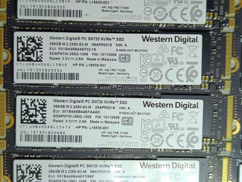 SSD диск Western Digital SN720 256GB M2 NVMe 2280 PCIe 3.0 V-NAND 3-bit TLC