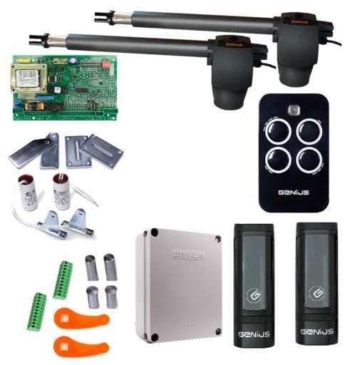 Napęd do bramy uchylnej dwuskrzydłowej FAAC GENIUS G-BAT 400 KOMPLET