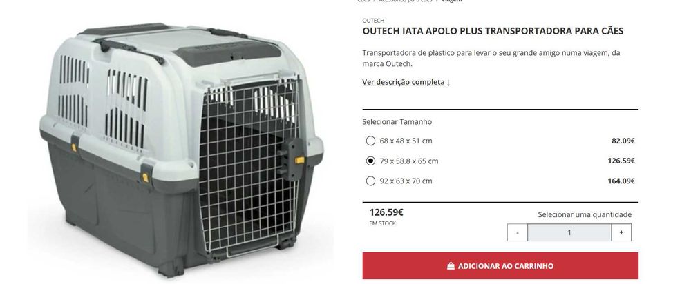 Caixa Transporte cão até 35kg Outech IATA