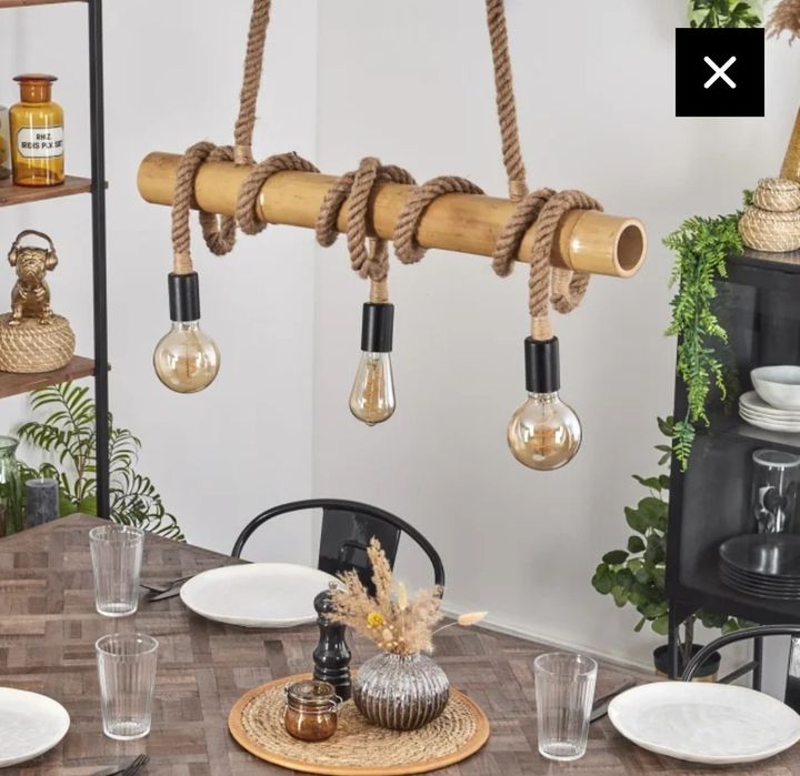 Lampa boho wisząca. Bambus