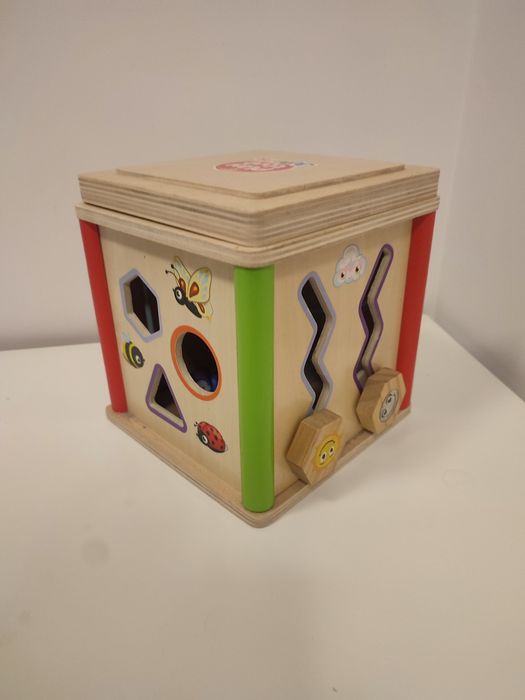 Zabawka dla dzieci drewniana Kostka edukacyjna 5w1