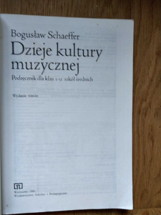 "Dzieje kultury muzycznej" B Schaeffer