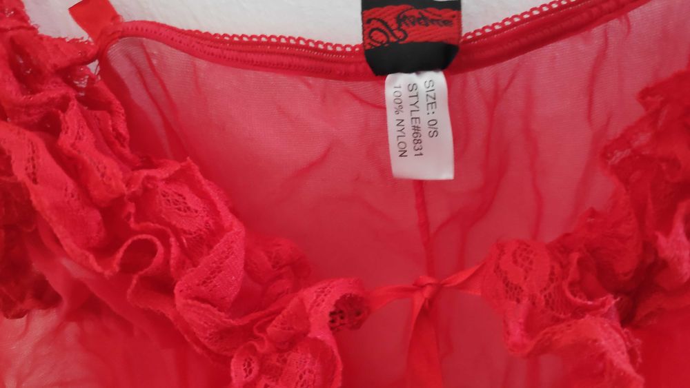 Top Camisa Dormir Sexy Renda Vermelho Tamanho S