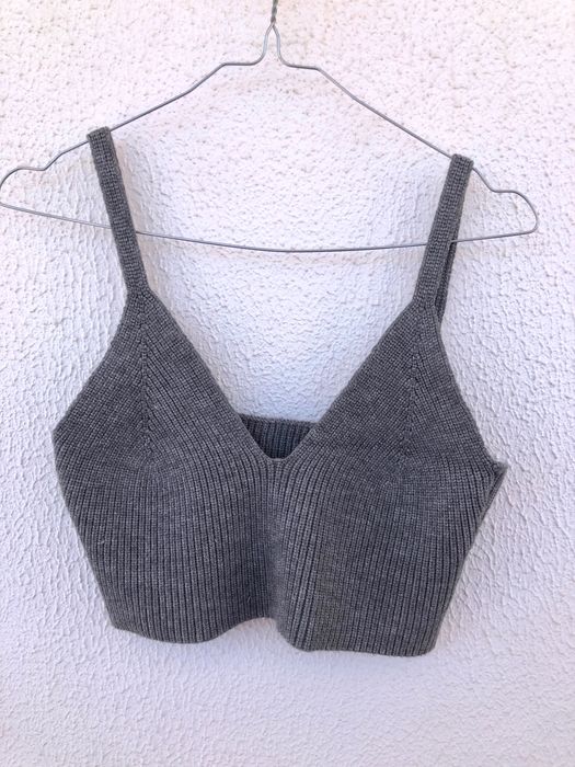 Top de crochet cinzento Shein S