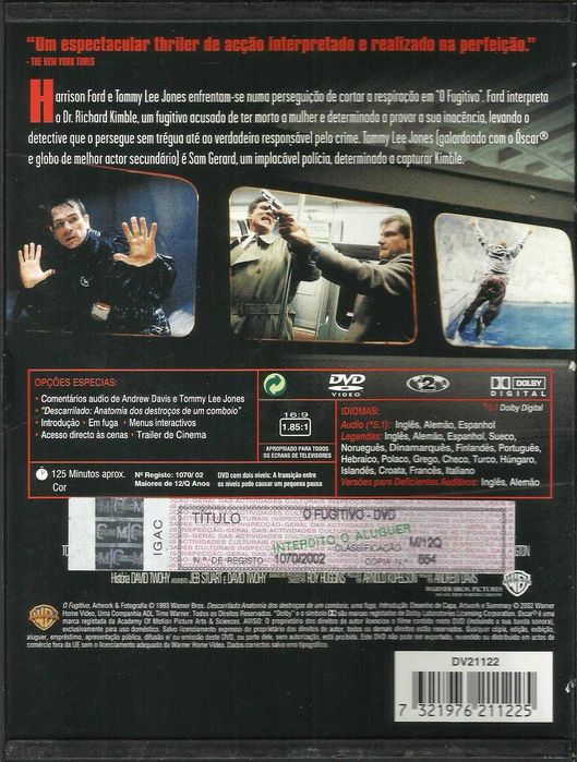 O Fugitivo (edição especial) (caixa snapper) (1993)