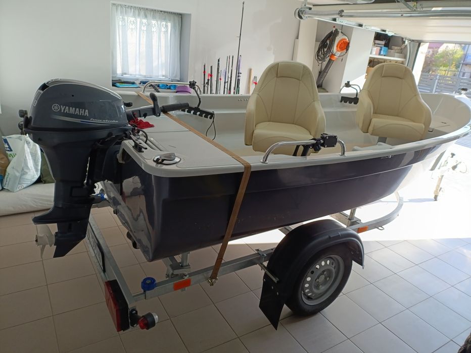 Łódź Łódka Wędkarska  Yamaha 9.9 Mirella 390/170  Wysoka burta 70 cm