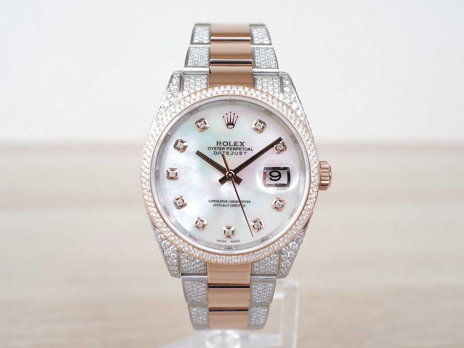 Rolex Datejust 36 Oyster Steel 18K Rose Gold MOP Diamond Dial Custom