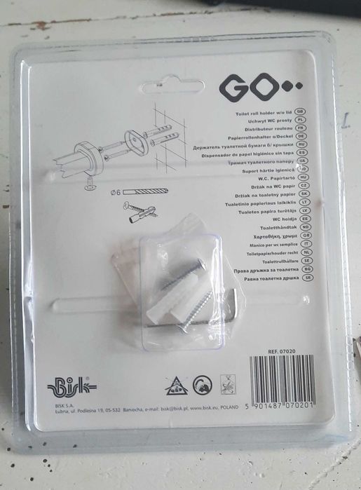 Uchwyt WC prosty na papier. GO BISK 07020 NOWY