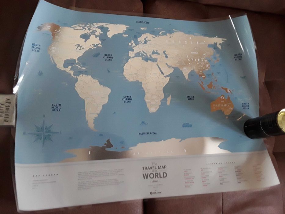 Карты мира travel map black and silver цена за 2 шт.