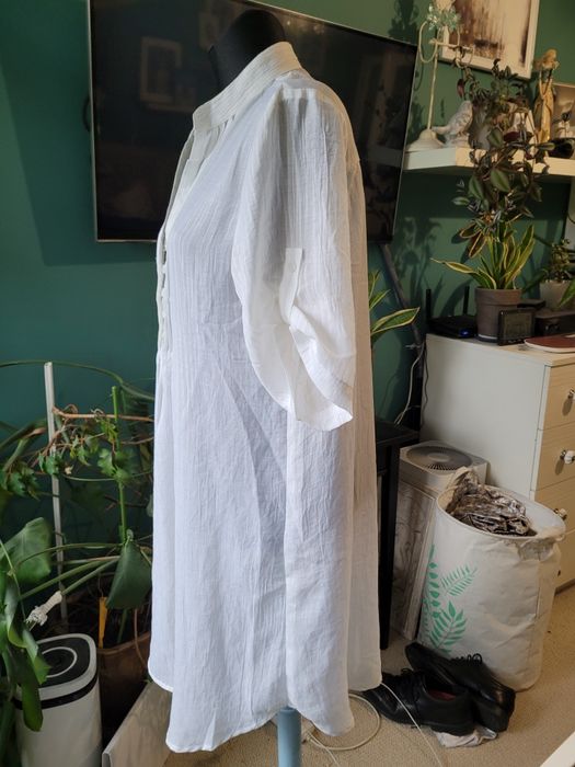 Bluzka koszula tunika 44 biała bawełna