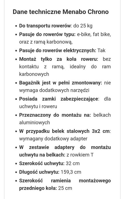 Uchwyt na rower Menabo