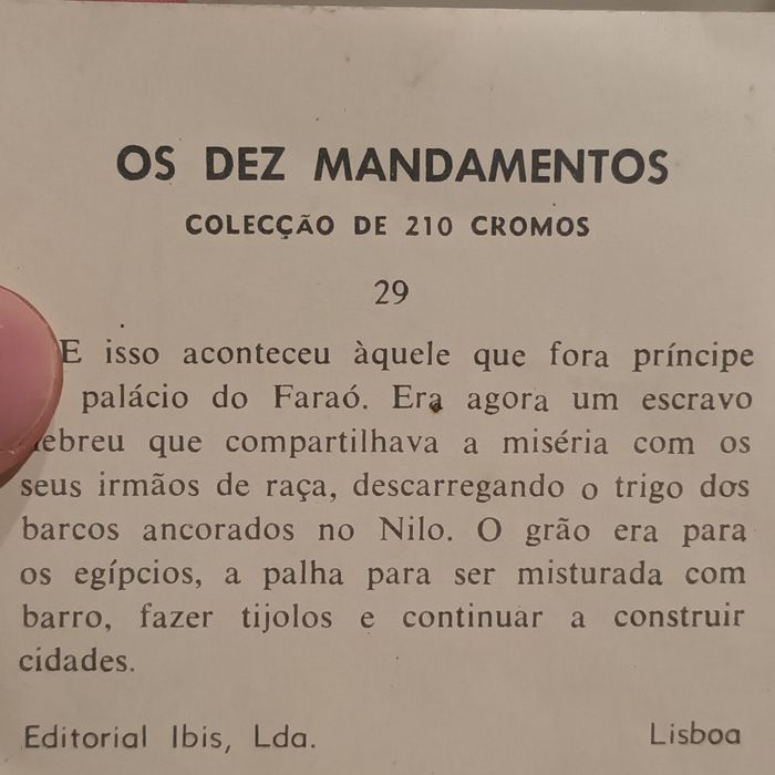 Os dez mandamentos cromos antigos