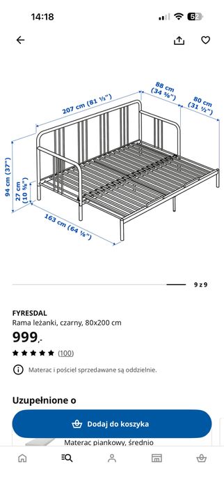 Fyresdal IKEA Rama łóżka
