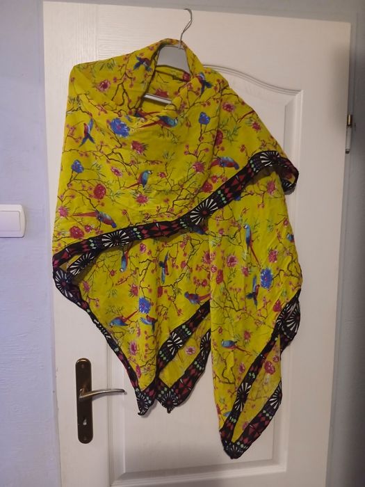 Chusta pareo matthew williamson boho limonkowa ptaki kwiaty hit tanio