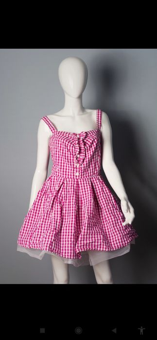 Hell bunny sukienka mini krata pin up retro rockabilly punk L