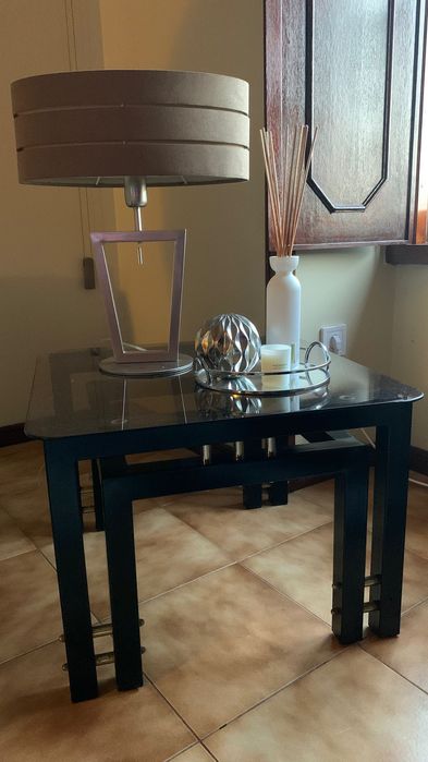 Mesa de centro vidro preta vintage