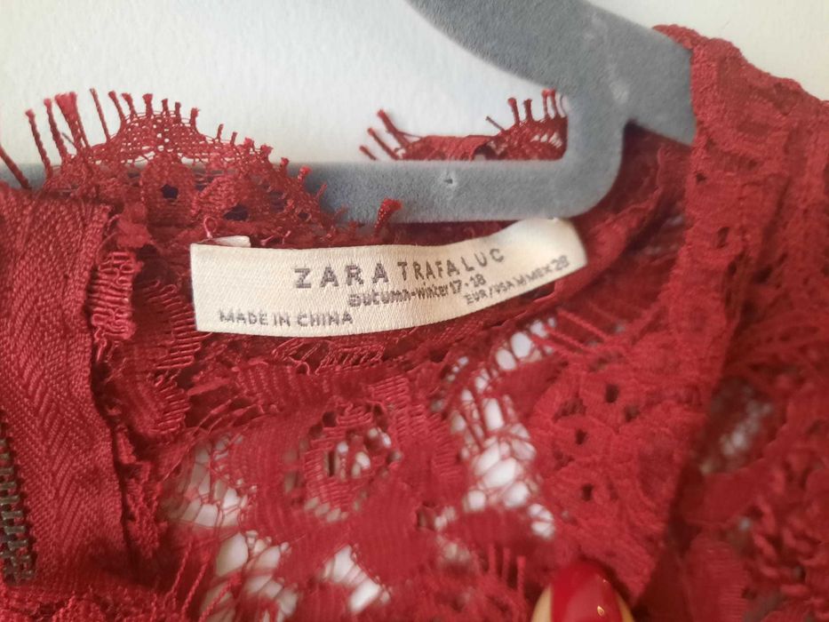 Blusa bordô em renda Tam.M da Zara