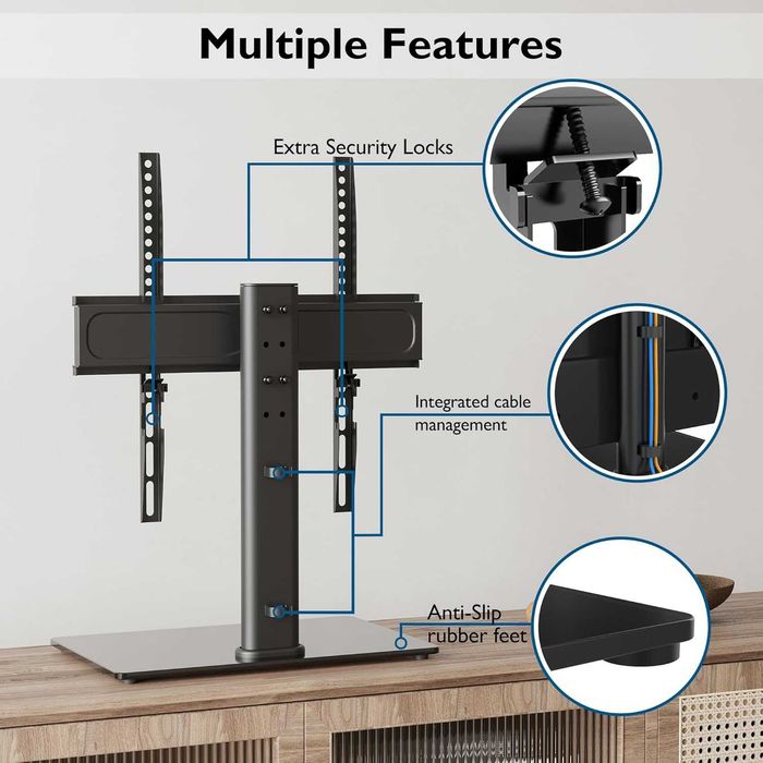 BONTEC ST10-1 stojak uchwyt obrotowy TV 26-55" do 45kg VESA szklany