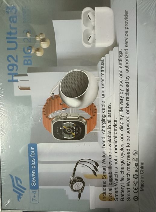 conjunto de smartwatch preto H92 Ultra3 novo