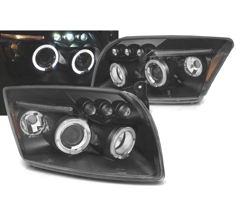 CONJUNTO DE FARÓIS PARA DODGE CALIBER 06-12 LED PRETOS