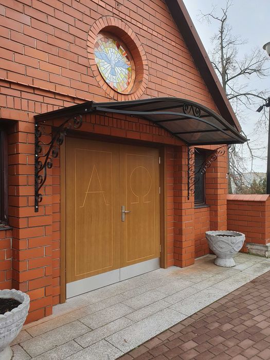 Daszek nad drzwi  łukowy zadaszenie kuty, czarny, brązowy ,antracyt