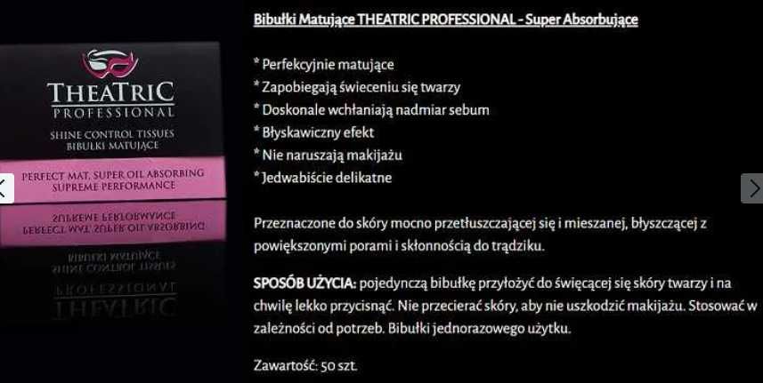 Profesjonalny utrwalacz makijażu THEATRIC+ Gratis Bibułki