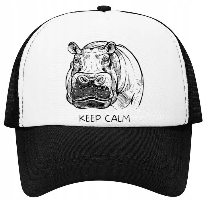 czapka z daszkiem z siatką regulowana zabawny  hipopotam keep calm