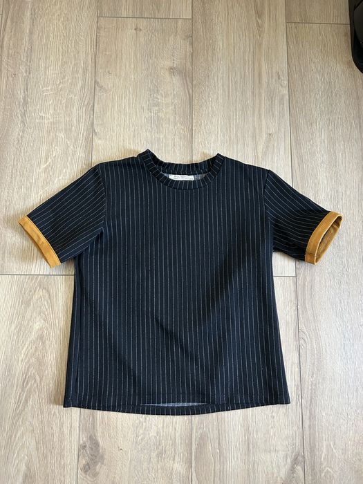 Czarna bluzka z żółtymi wstawkami Zara