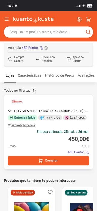 TV Xiaomi 43" Mi TV P1E LED Smart TV 4K