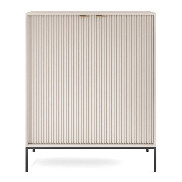 Wysoka Komoda kaszmir do salonu Crow K104 / Kaszmir + czarny stelaż