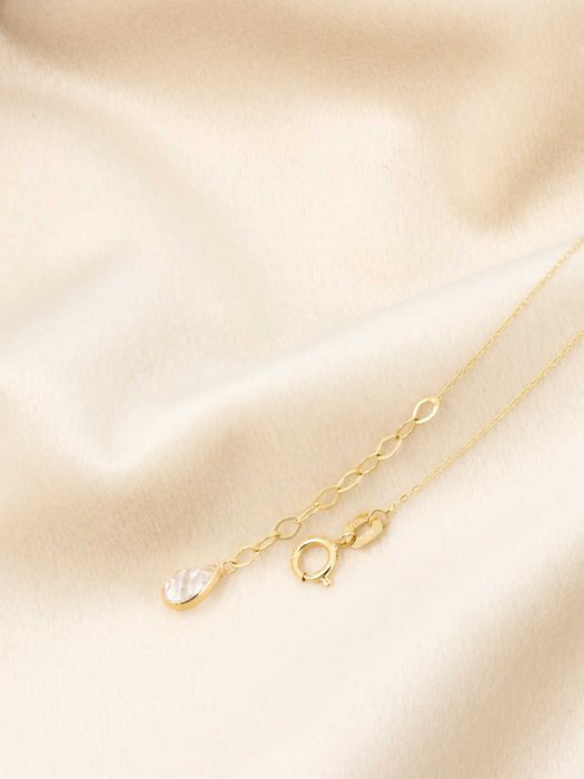 Złoty naszyjnik celebrytka 585 nieskończoność i diamentowane kulki