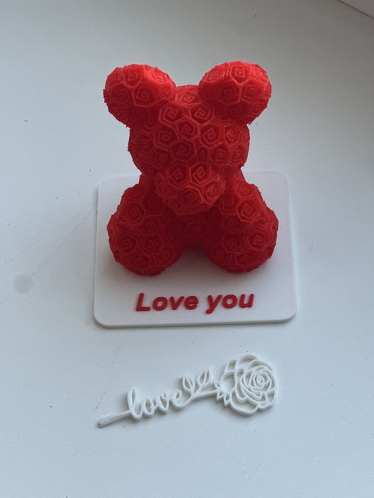 Ведмедик з троянд 3D «Love you” - оригінальний подарунок на 14 лютого